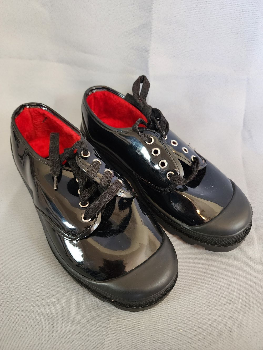 Passport Black Patent Sneakers with Red Lining